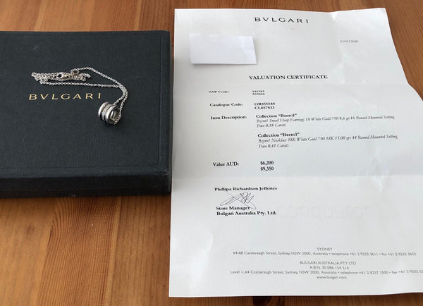 Bvlgari Bulgari Bzero1 0.41tcw Diamond & 18ct White Gold Necklace Pend RRP $9350