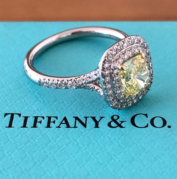 Tiffany & Co. 1.30tcw Fancy Intense Yellow Soleste Diamond Engagement Ring PT950
