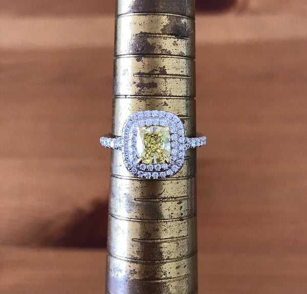Tiffany & Co. 1.30tcw Fancy Intense Yellow Soleste Diamond Engagement Ring PT950