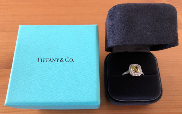 Tiffany & Co. 1.30tcw Fancy Intense Yellow Soleste Diamond Engagement Ring PT950