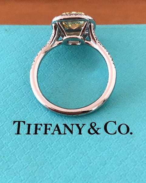 Tiffany & Co. 1.30tcw Fancy Intense Yellow Soleste Diamond Engagement Ring PT950