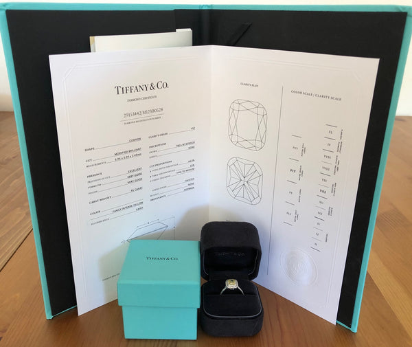 Tiffany & Co. 1.30tcw Fancy Intense Yellow Soleste Diamond Engagement Ring PT950