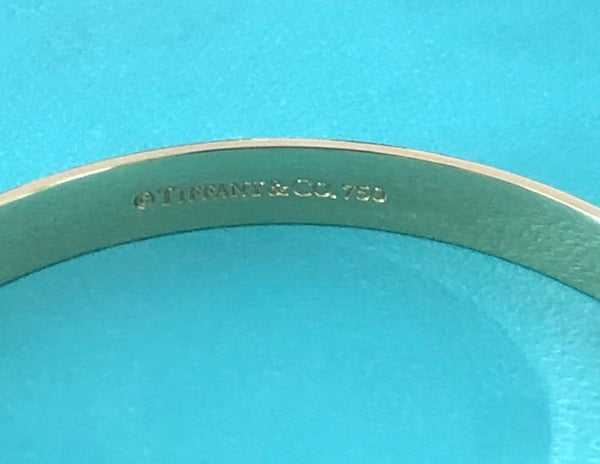 Tiffany & Co. Solid 18ct Yellow Gold Vintage I LOVE YOU Milgrain Bracelet Bangle 6.7cm wide