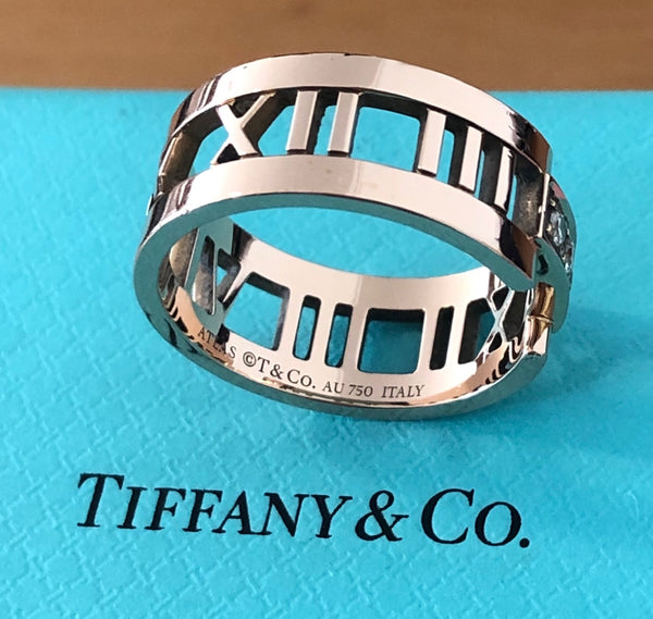 Tiffany & Co. Solid 18ct Rose Gold and Diamond Wide Atlas Open Ring Sz 8.5 $3800