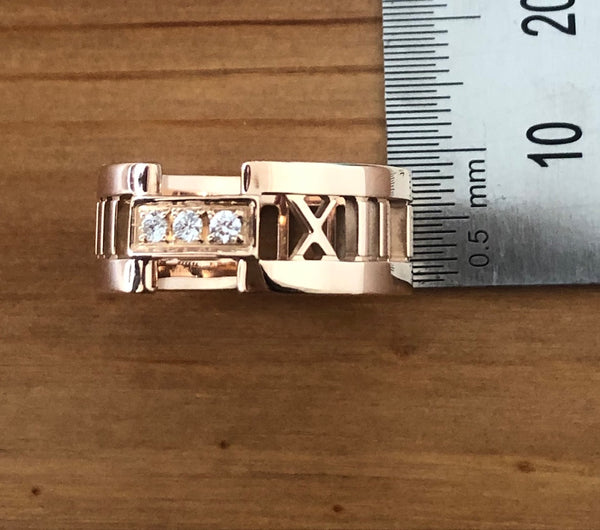 Tiffany & Co. Solid 18ct Rose Gold and Diamond Wide Atlas Open Ring Sz 8.5 $3800