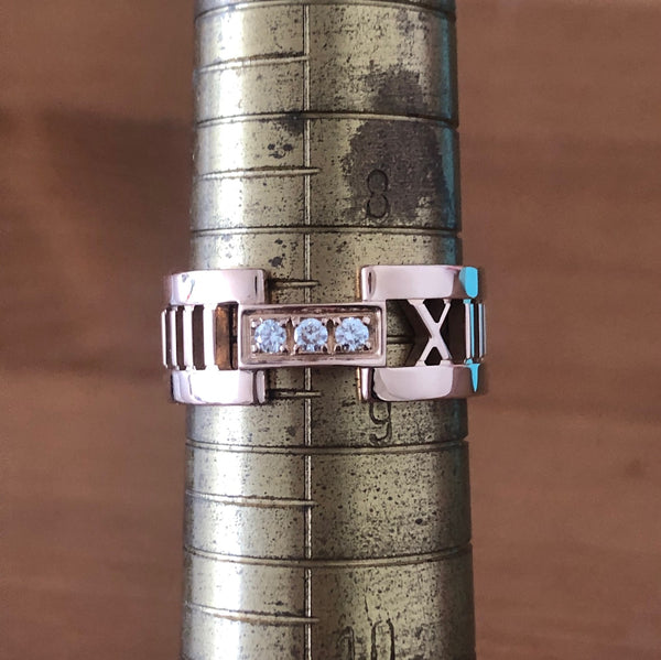 Tiffany & Co. Solid 18ct Rose Gold and Diamond Wide Atlas Open Ring Sz 8.5 $3800