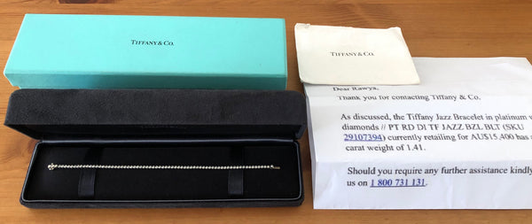 Tiffany & Co. 1.41tcw Diamond Jazz Tennis Bracelet Platinum Receipt/Boxes $15700