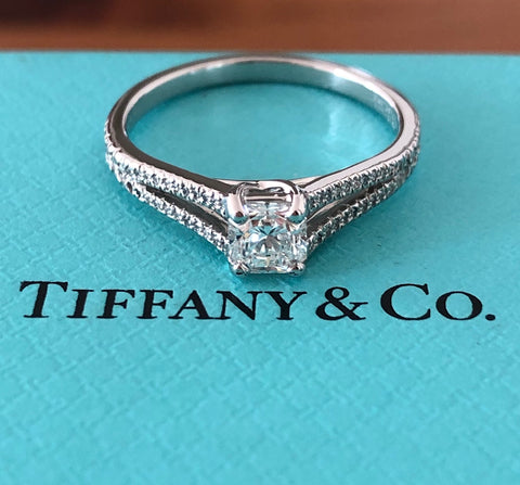 Tiffany & Co. 0.51tcw G/VS1 Diamond Lucida Split Shank Engagement Ring Cert/Val
