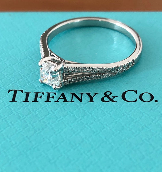 Tiffany & Co. 0.51tcw G/VS1 Diamond Lucida Split Shank Engagement Ring Cert/Val