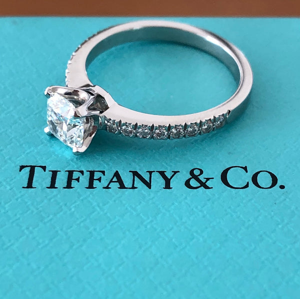 Tiffany & Co. 0.93tcw G/VVS1 Diamond Novo Engagement Ring Platinum Cert/Val/Box