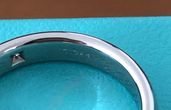 Tiffany & Co. 3mm Lucida Platinum Band Ring with 1 Lucida Cut Diamond