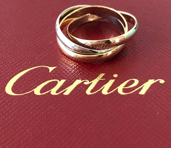 Cartier Trinity Ring Size 52 18ct Yellow White and Rose Gold Packaging Auth Cert