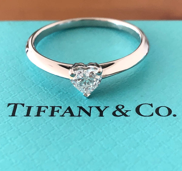 Tiffany & Co. 0.40ct E/VS2 Heart Diamond Platinum Engagement Ring Cert/Val/Boxes