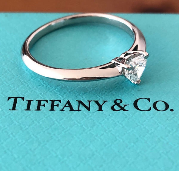 Tiffany & Co. 0.40ct E/VS2 Heart Diamond Platinum Engagement Ring Cert/Val/Boxes