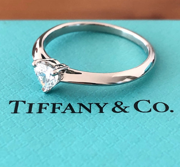 Tiffany & Co. 0.40ct E/VS2 Heart Diamond Platinum Engagement Ring Cert/Val/Boxes