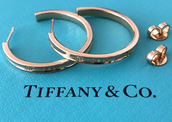 Tiffany & Co. Solid 18ct Yellow Gold 1837 Large Hoop Earrings 2.75cm in Diameter