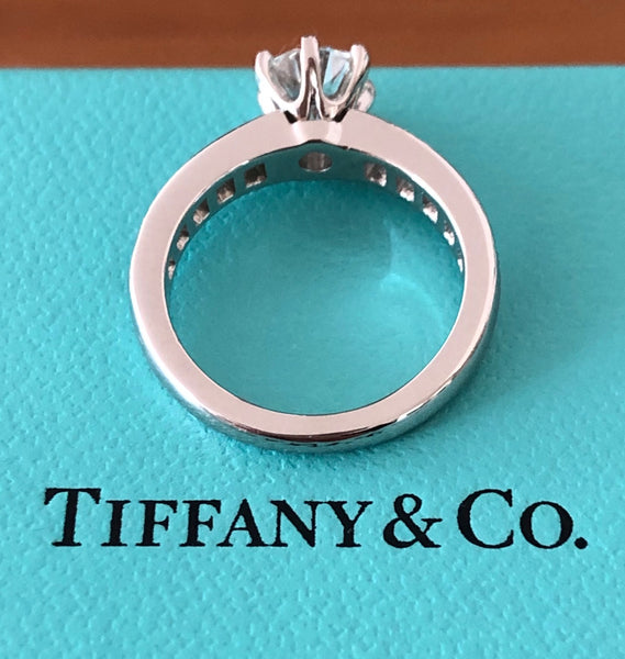 Tiffany & Co. 1.04tcw G/VS1 Diamond 6 Prong Ring w/ Accent Diamonds Cert/Val/Box