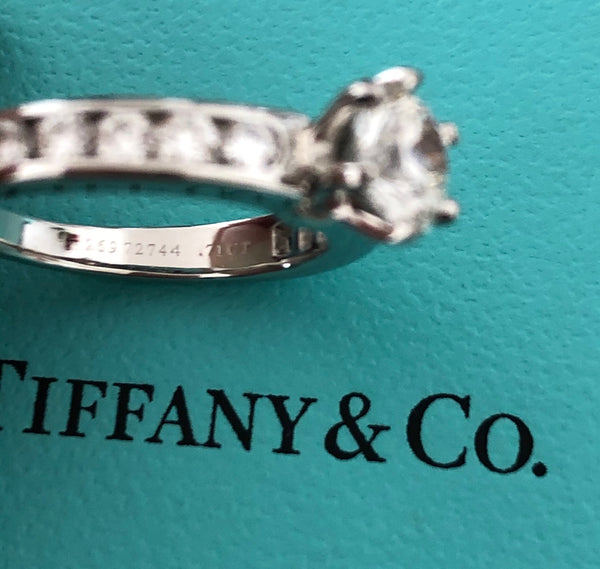 Tiffany & Co. 1.04tcw G/VS1 Diamond 6 Prong Ring w/ Accent Diamonds Cert/Val/Box