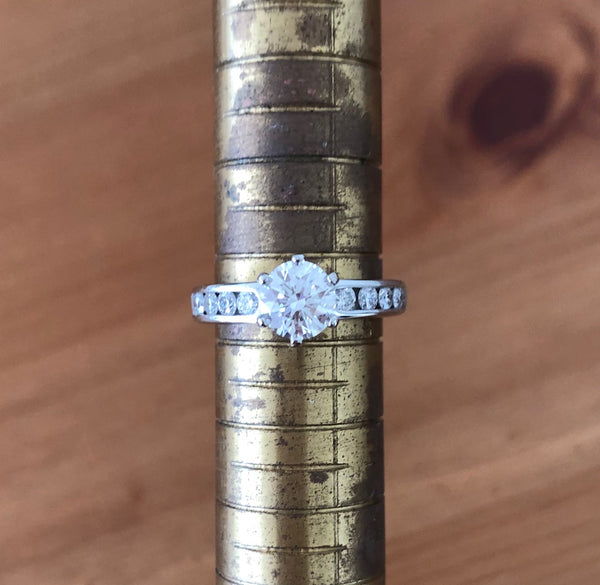 Tiffany & Co. 1.04tcw G/VS1 Diamond 6 Prong Ring w/ Accent Diamonds Cert/Val/Box