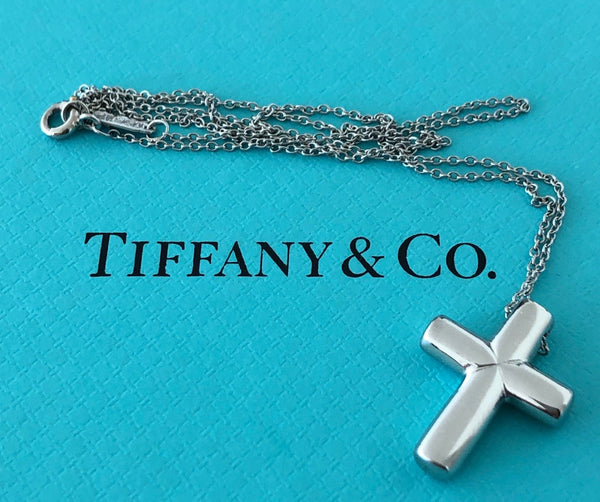 Vintage Tiffany & Co. Solid Platinum and Diamond Etoile Cross Necklace Pendant