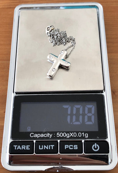 Vintage Tiffany & Co. Solid Platinum and Diamond Etoile Cross Necklace Pendant