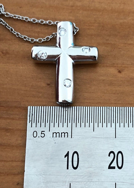 Vintage Tiffany & Co. Solid Platinum and Diamond Etoile Cross Necklace Pendant