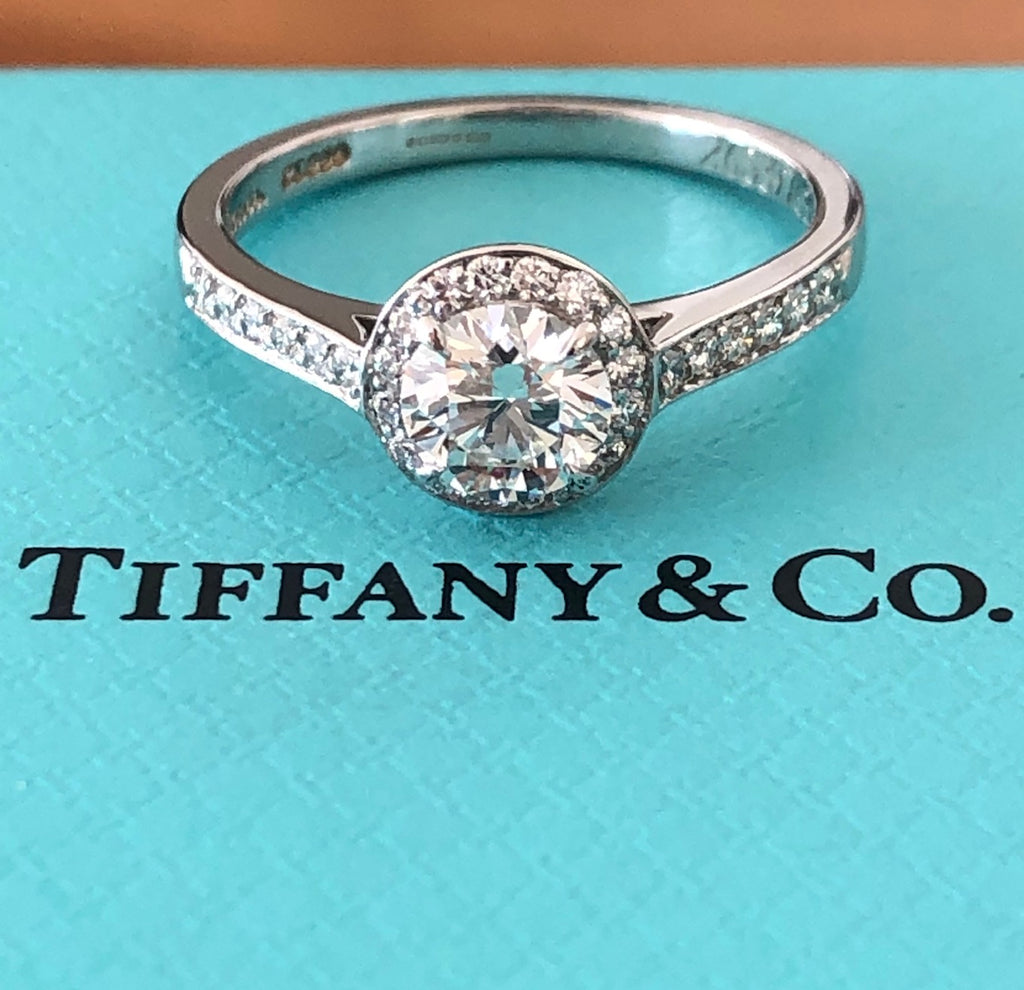 Tiffany F/IF Diamond Embrace Round Halo Engagement