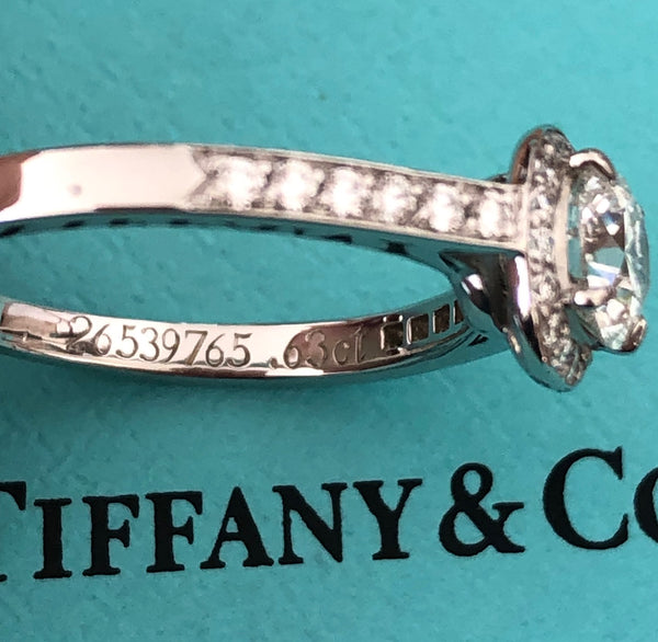 Tiffany & Co. 0.81tcw F/IF Diamond Embrace Round Halo Engagement Ring Cert/Val/Receipt/Boxes