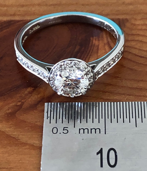 Tiffany & Co. 0.81tcw F/IF Diamond Embrace Round Halo Engagement Ring Cert/Val/Receipt/Boxes