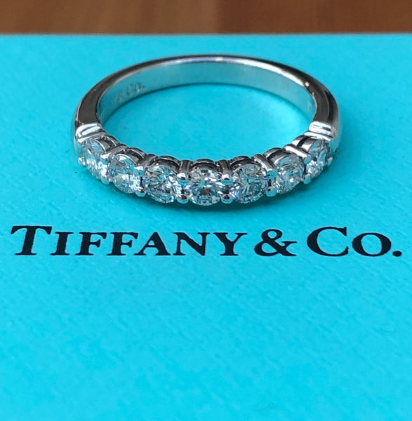 Tiffany & Co. 0.57tcw Diamond Embrace 3mm Half Eternity Band PT950 $8900 Val/Rcpt/Box