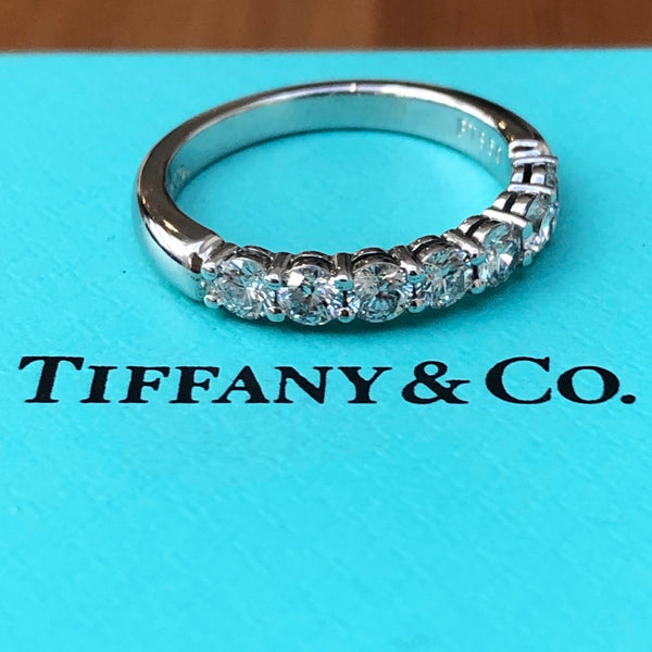 Tiffany & Co. 0.57tcw Diamond Embrace 3mm Half Eternity Band PT950 $9400 Rct/Box