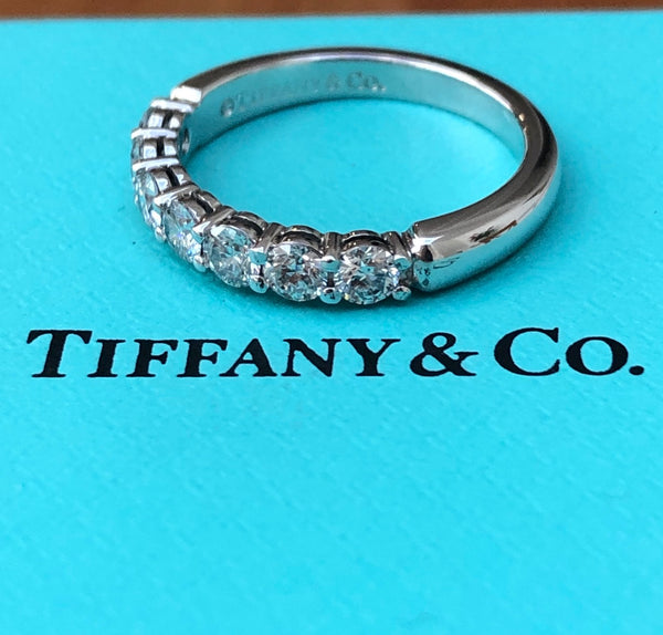 Tiffany & Co. 0.57tcw Diamond Embrace 3mm Half Eternity Band PT950 $8900 Val/Rcpt/Box