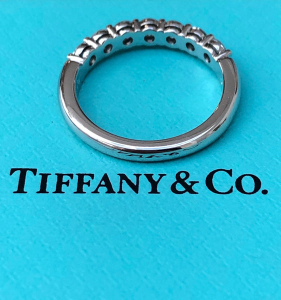 Tiffany & Co. 0.57tcw Diamond Embrace 3mm Half Eternity Band PT950 $9400 Rct/Box