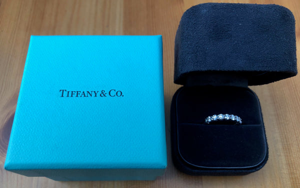 Tiffany & Co. 0.57tcw Diamond Embrace 3mm Half Eternity Band PT950 $8900 Val/Rcpt/Box