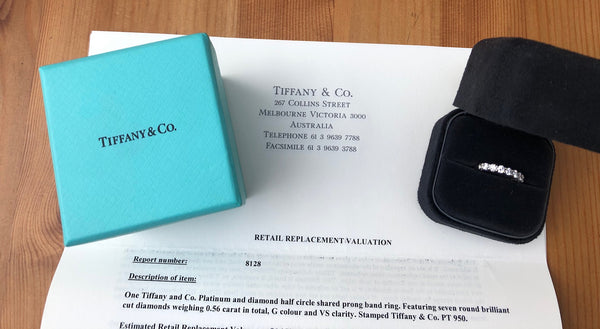 Tiffany & Co. 0.57tcw Diamond Embrace 3mm Half Eternity Band PT950 RRP $8900