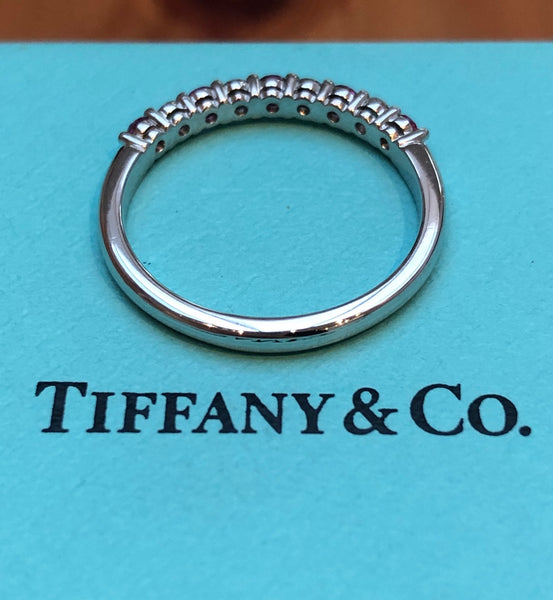 Tiffany & Co. 2.2mm Diamond and Pink Sapphire Embrace Ring Platinum Receipt/Boxes