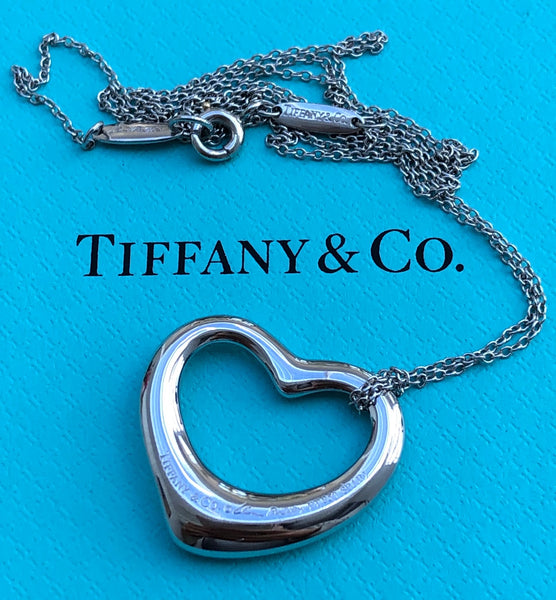 Tiffany & Co. Diamond & Platinum 'Medium' Elsa Peretti Heart Pendant Val/Boxes