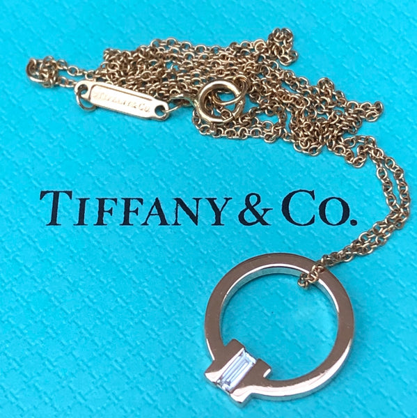 Tiffany & Co. Tiffany T 18ct Rose Gold and 0.06ct Baguette Diamond Pendant Boxes