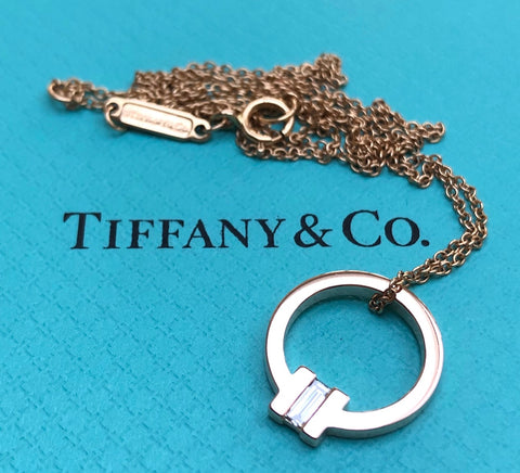 Tiffany & Co. Tiffany T 18ct Rose Gold and 0.06ct Baguette Diamond Pendant Boxes