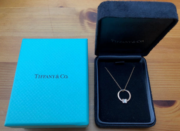 Tiffany & Co. Tiffany T 18ct Rose Gold and 0.06ct Baguette Diamond Pendant Boxes