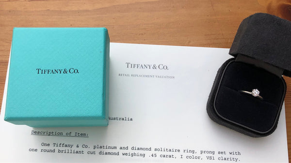 Tiffany & Co. 0.45ct I/VS1 Diamond Classic Solitaire Engagement Ring Cert/Val