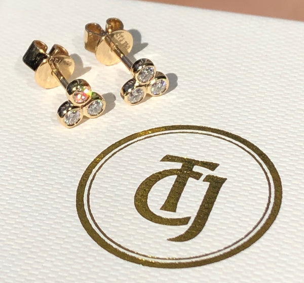 0.18tcw G/SI1 Genuine Diamond Stud 'Cherry Bud' Earrings 18k 18ct Solid Yellow Gold