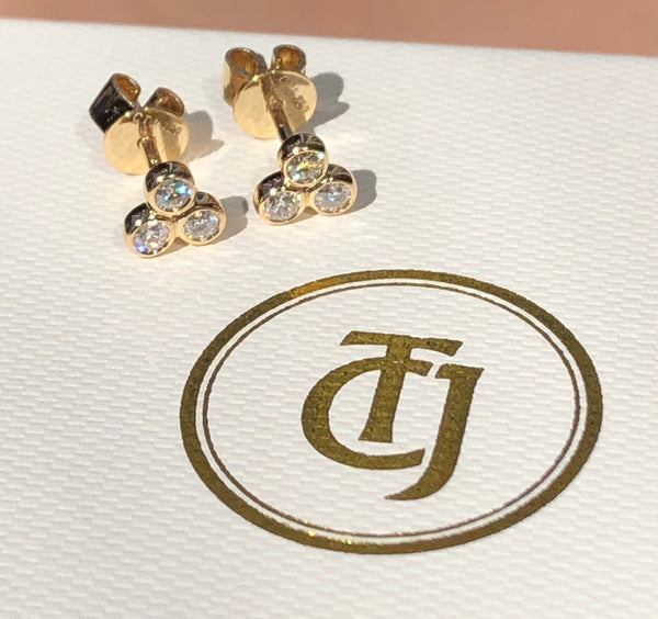 0.18tcw G/SI1 Genuine Diamond Stud 'Cherry Bud' Earrings 18k 18ct Solid Yellow Gold