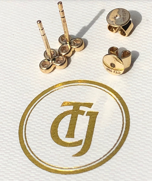 0.18tcw G/SI1 Genuine Diamond Stud 'Cherry Bud' Earrings 18k 18ct Solid Yellow Gold