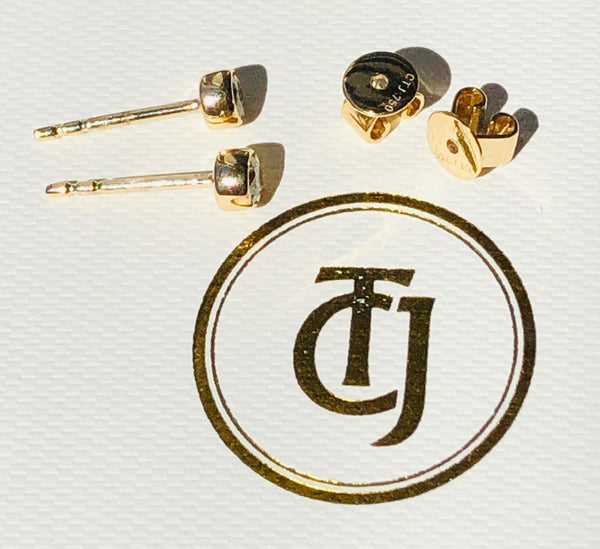 0.20tcw G/SI1 Genuine Diamond Stud Bezel Set Earrings 18ct 18k Solid Yellow Gold