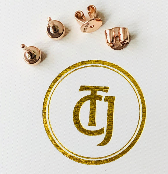 0.20tcw G/SI1 Genuine Diamond Stud Bezel Set Earrings 18ct 18k Solid Rose Gold