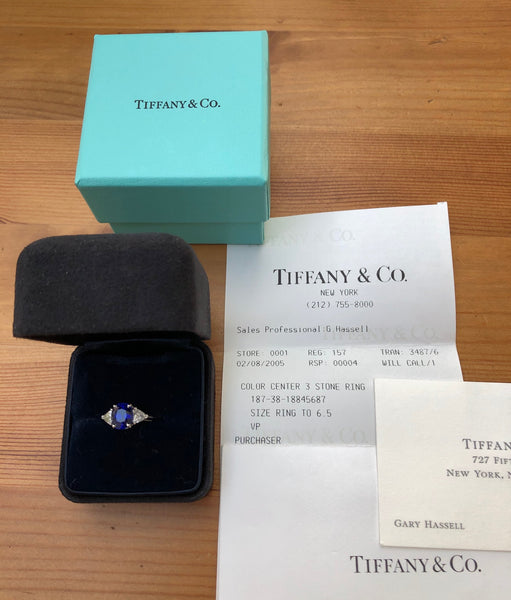 Tiffany & Co. 2.09ct Oval Sapphire & 0.33tcw Diamond Engagement Anniversary Ring