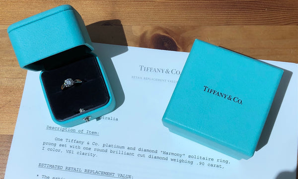 Tiffany & Co. 0.90ct I/VS1 Harmony Diamond Solitaire Engagement Ring Cert/Val