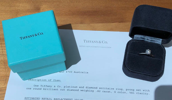 Tiffany & Co. 0.82ct G/VS1 Diamond Classic 6 Prong Solitaire Engagement Ring