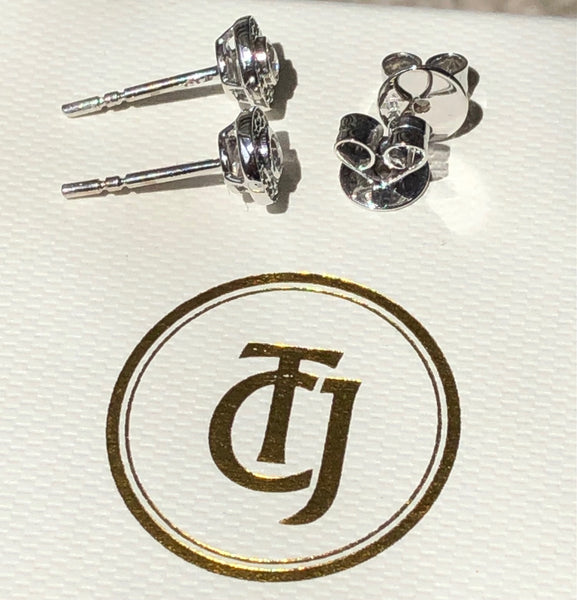 0.28tcw G/SI1 Genuine Diamond Bezel Halo Earrings in 18ct 18k Solid White Gold